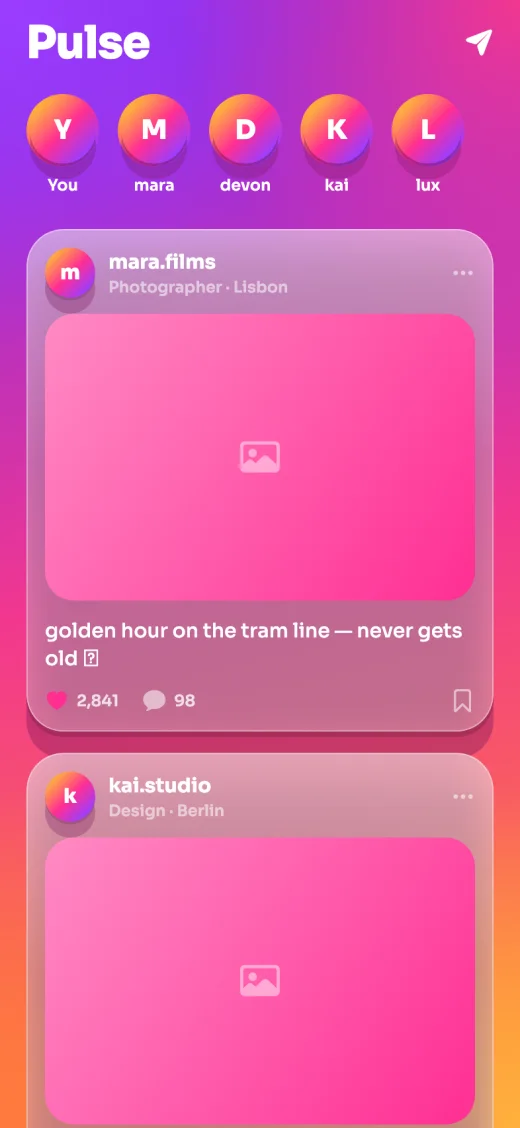Pulse — vivid social app design