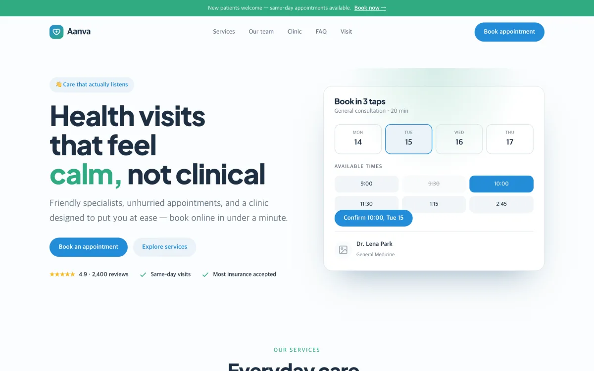 Aanva — medical clinic design