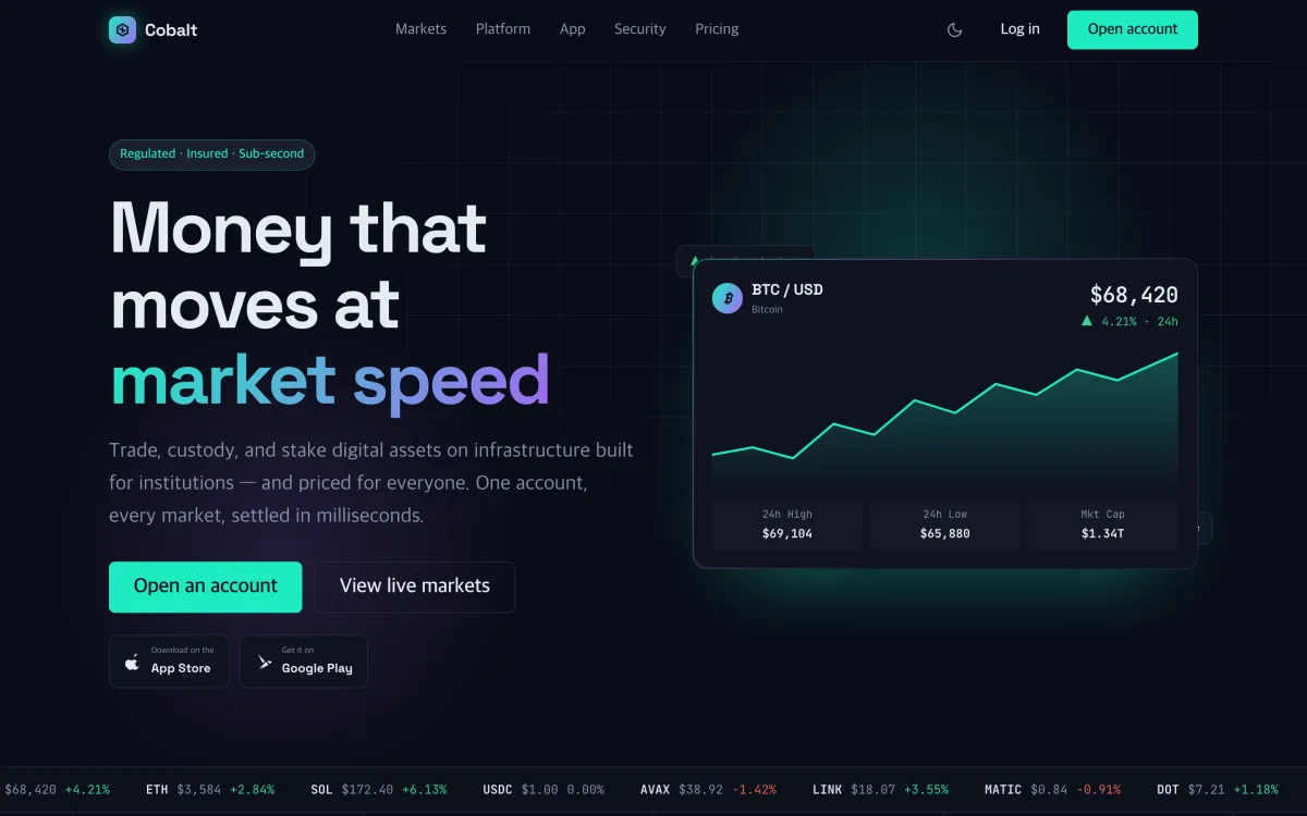 Cobalt — fintech and crypto design