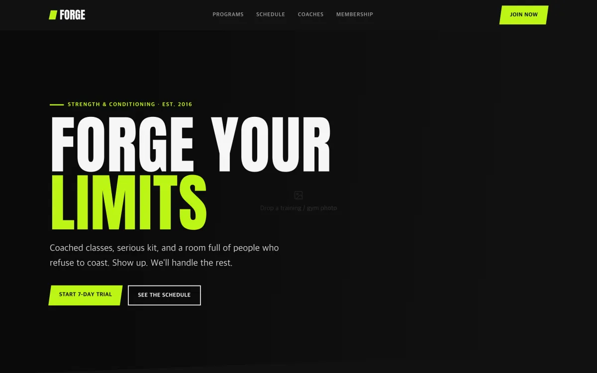 Forge — gym and fitness studio design