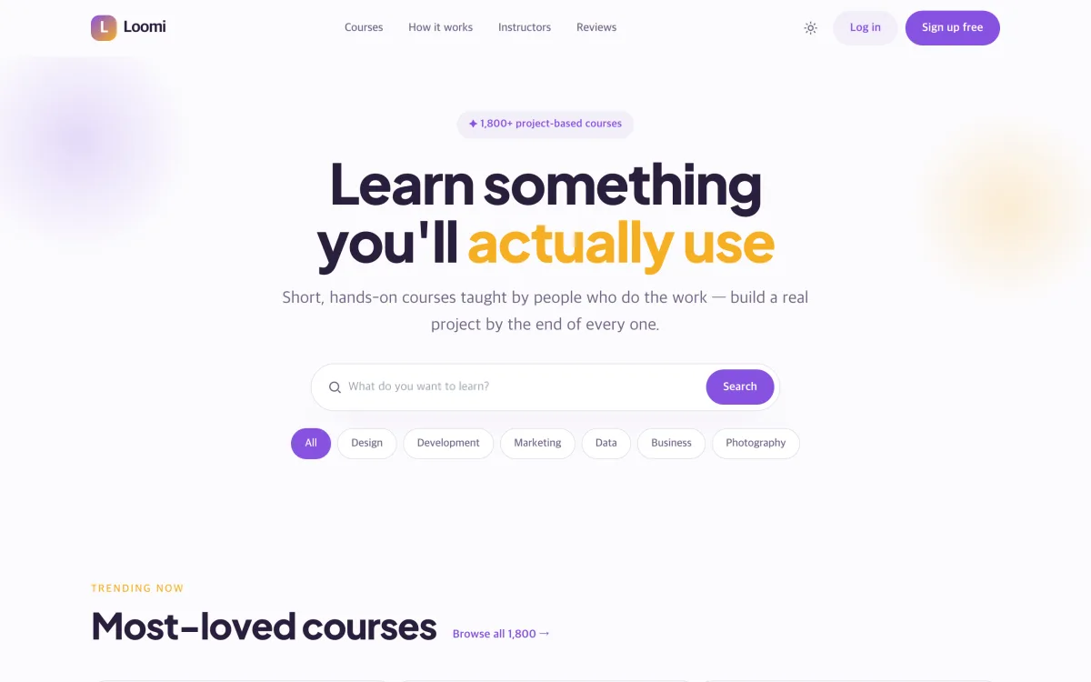 Loomi — online courses LMS design
