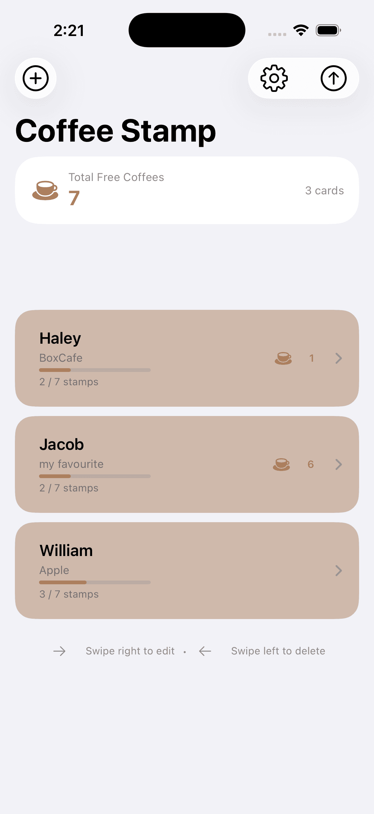 CoffeeStamp — stamp cards